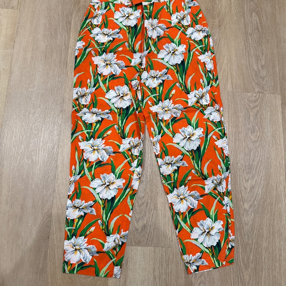 Gap orange green floral pant size 6